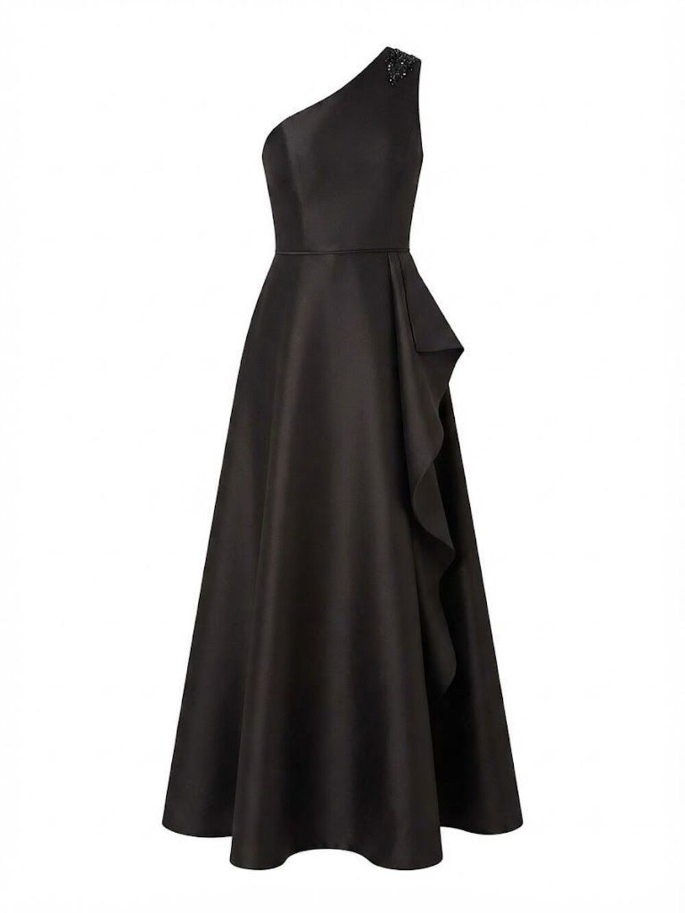 Adrianna Papell Studio Elegant One Shoulder Mikado Gown Black 4